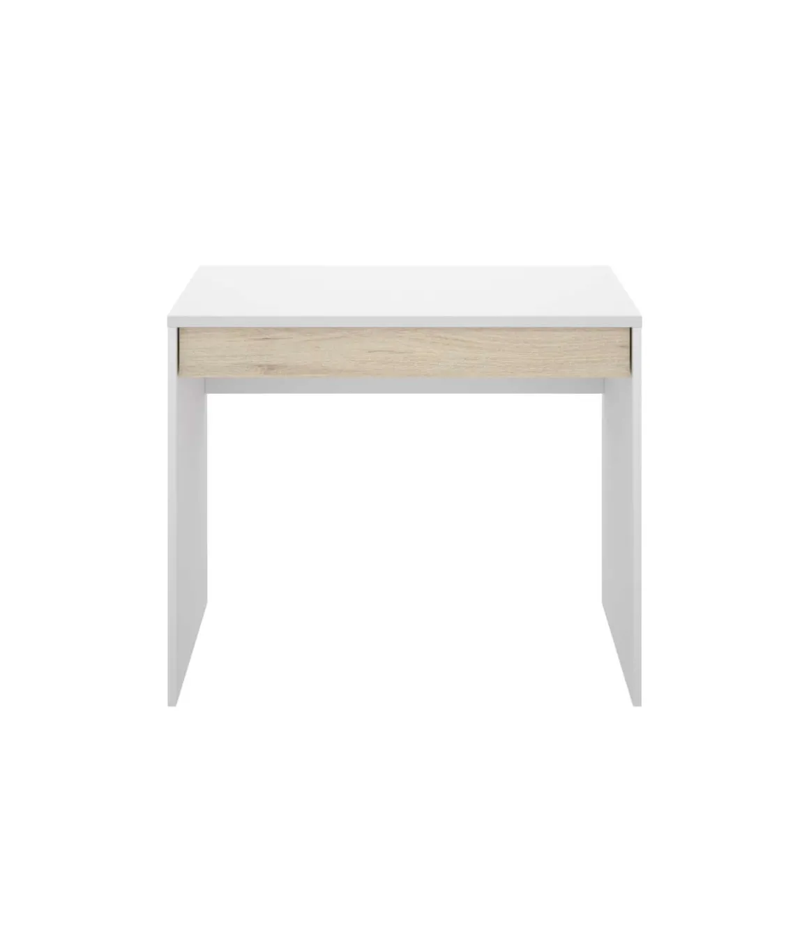 Mesa escritorio Sam con cajón acabado en Blanco y Natural 74.2 cm(alto) x 89.5 cm (ancho) x 49.8 cm (fondo)
