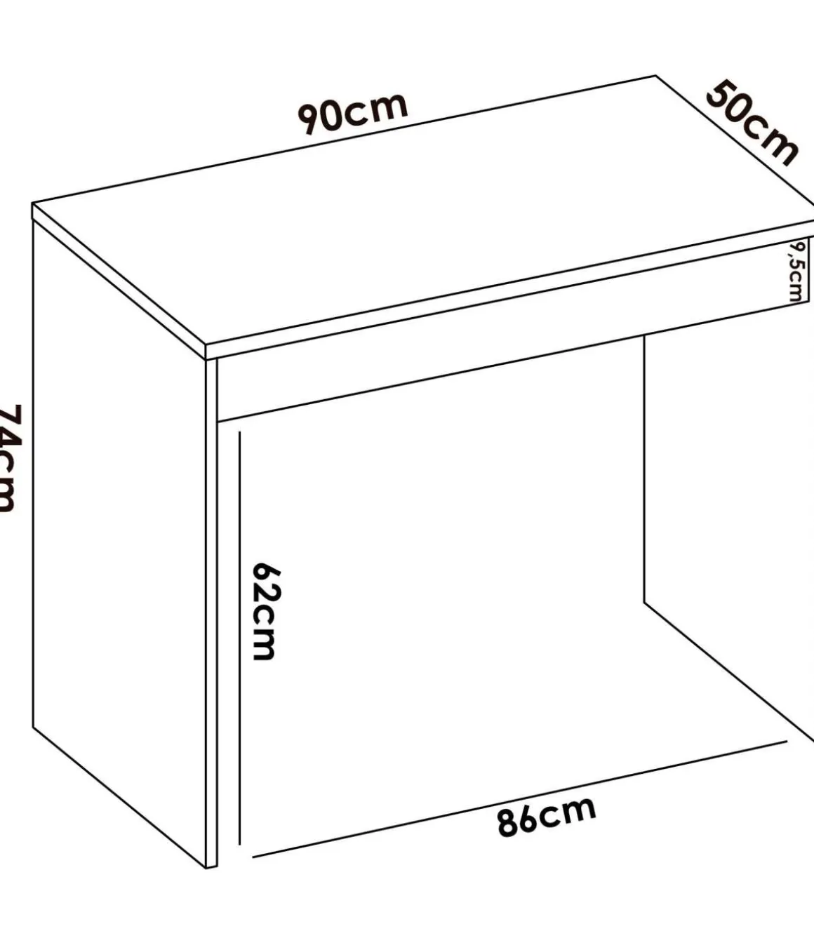 Mesa escritorio Sam con cajón acabado en Blanco y Natural 74.2 cm(alto) x 89.5 cm (ancho) x 49.8 cm (fondo)