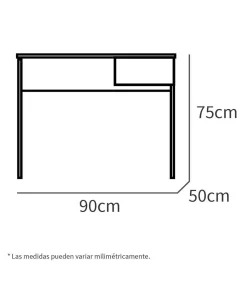 Mesa escritorio Turín con un cajón acabado blanco brillo, 75 cm(alto)90 cm(ancho)50 cm(fondo)