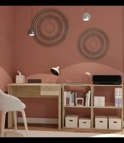 Mesa escritorio Turín con un cajón acabado roble, 75 cm(alto)90 cm(ancho)50 cm(fondo)