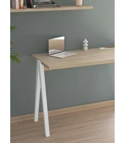 Mesa estudio Mod-635 acabado en color roble combinado con blanco, 60 x 120 x 78 cm (fondo x ancho x alto)