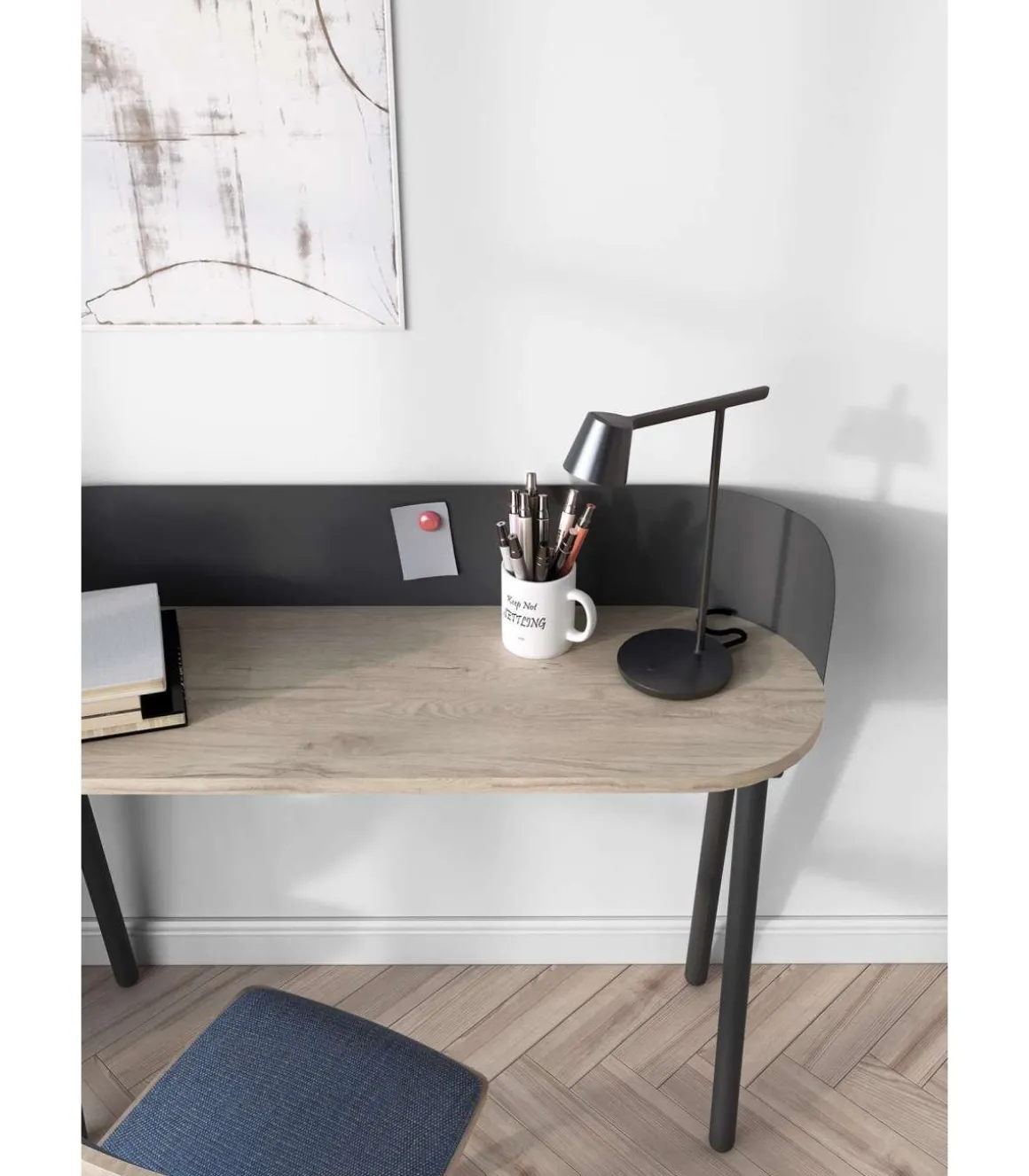 Mesa estudio Mod-634 acabado en color roble/grafito, 40 x 120 x 95 cm (fondo x ancho x alto)