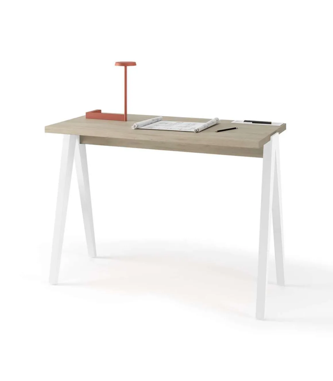 Mesa estudio Mod-629 acabado roble/blanco, 47x 107 x 78 cm (fondo x ancho x alto)