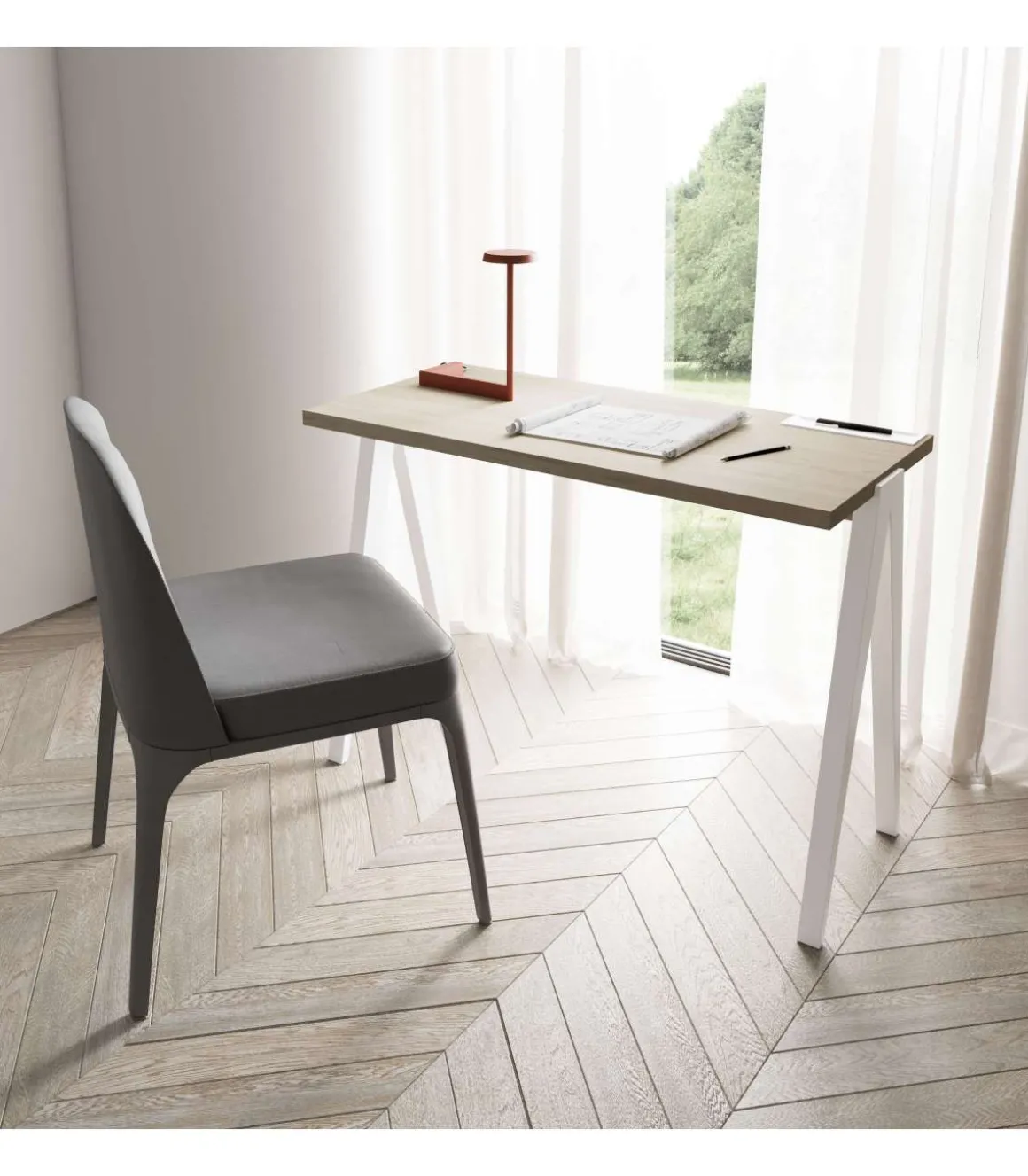 Mesa estudio Mod-629 acabado roble/blanco, 47x 107 x 78 cm (fondo x ancho x alto)