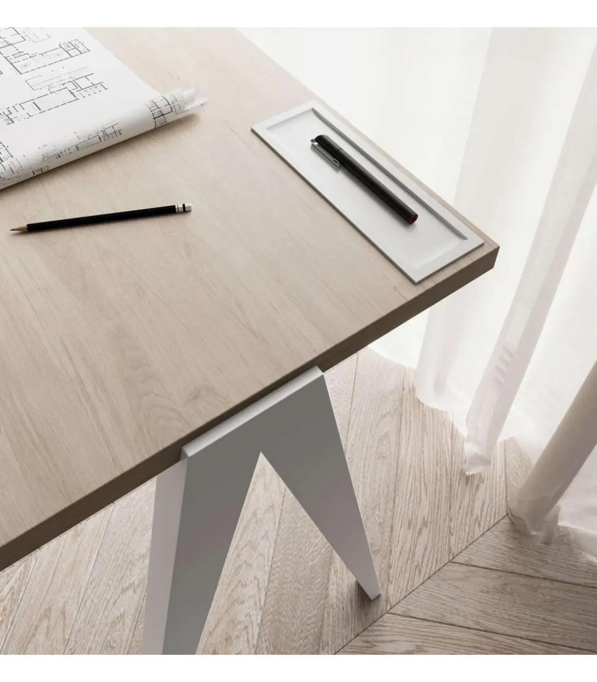 Mesa estudio Mod-629 acabado roble/blanco, 47x 107 x 78 cm (fondo x ancho x alto)