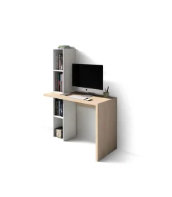 Mesa estudio Mod-Helsinki acabado roble/blanco, 52 x 106 x 149 cm (fondo x ancho x alto)