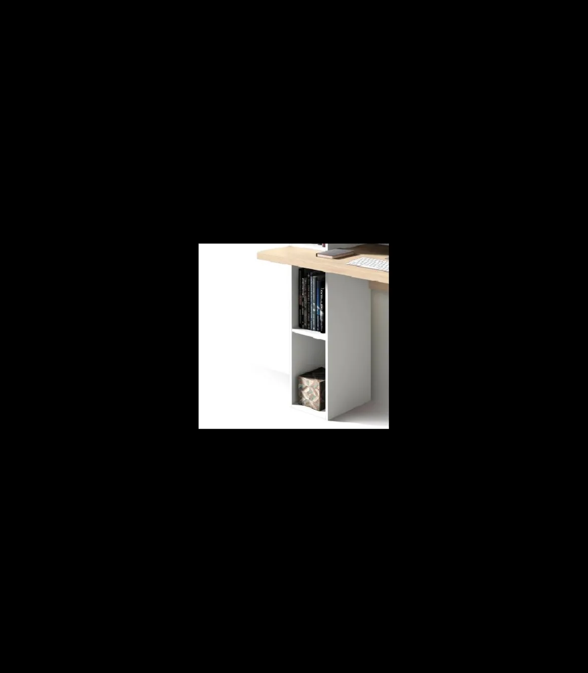 Mesa estudio Mod-Helsinki acabado roble/blanco, 52 x 106 x 149 cm (fondo x ancho x alto)