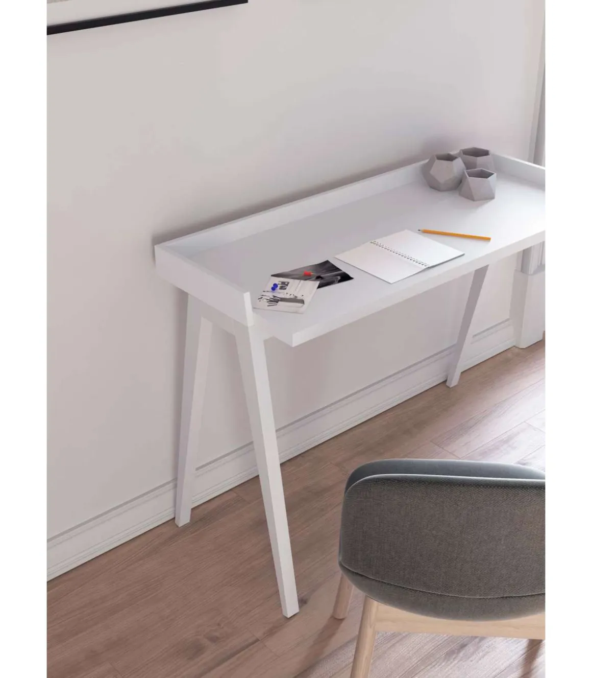 Mesa estudio Mod-Nairobi acabado blanco, 47 x 110 x 81 cm (fondo x ancho x alto)