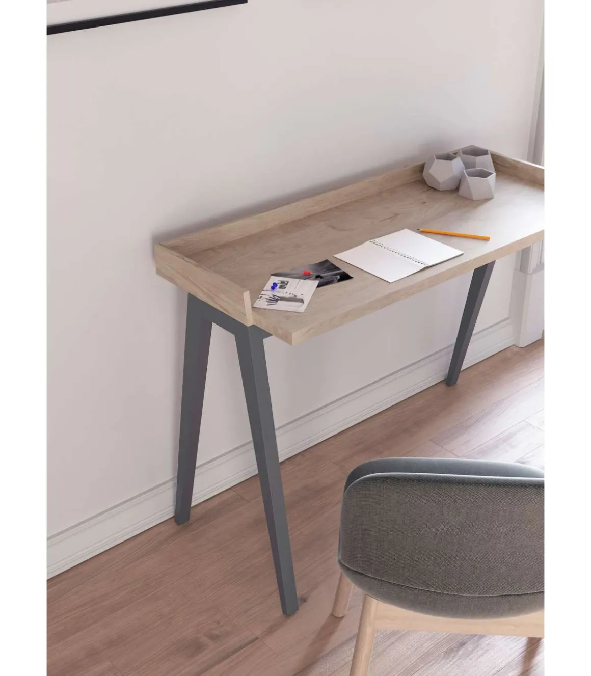 Mesa estudio Mod-Nairobi acabado roble/gris, 47 x 110 x 81 cm (fondo x ancho x alto)