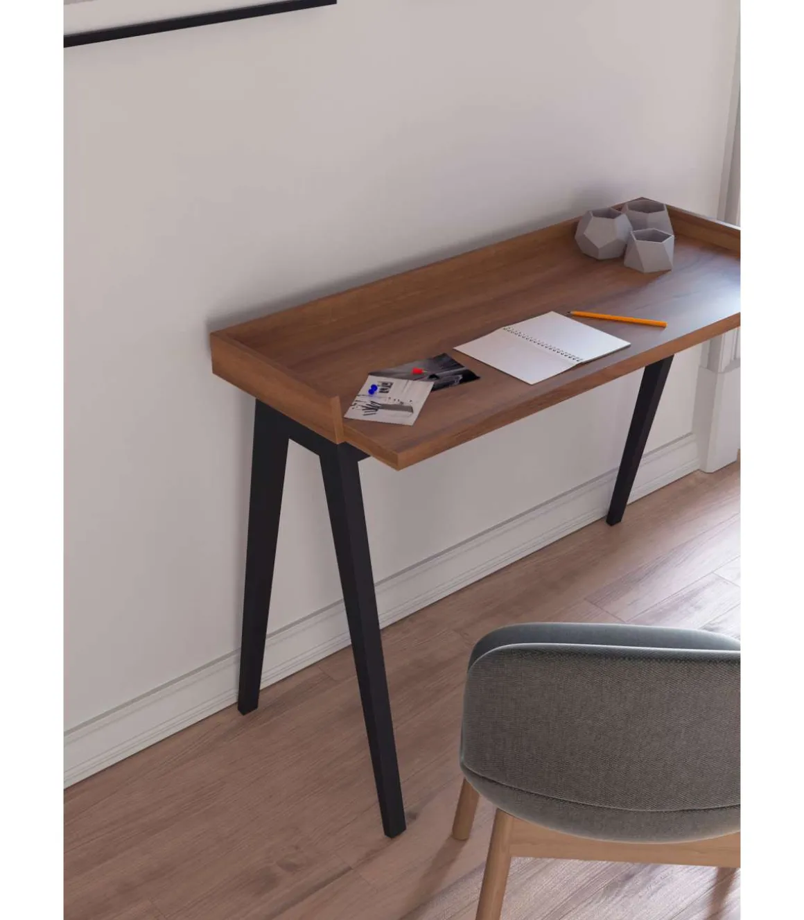 Mesa estudio Mod-Nairobi acabado nogal/negro, 47 x 110 x 81 cm (fondo x ancho x alto)