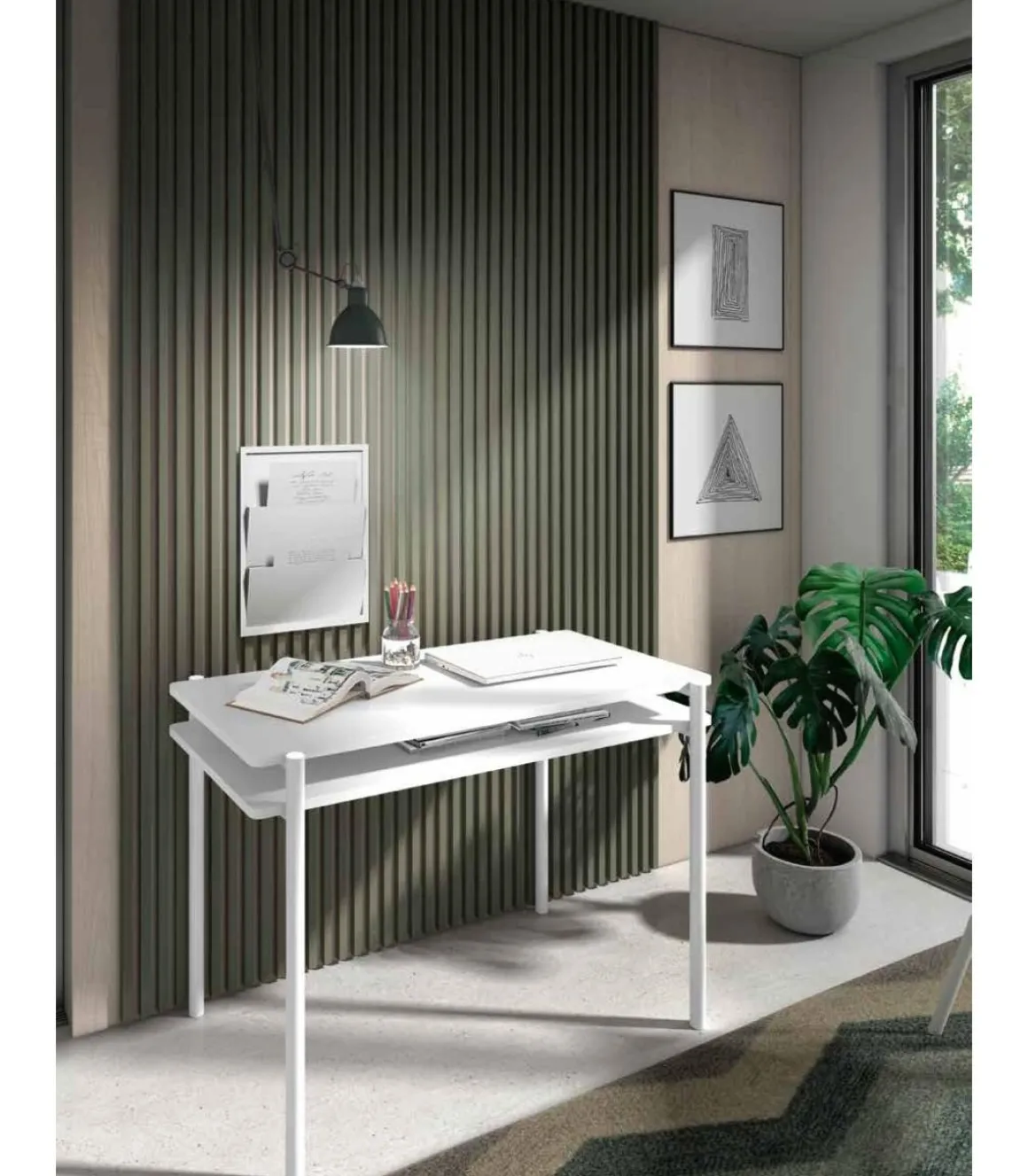 Mesa estudio Mod-Rio acabado blanco, 54 x 100 x 77 cm (fondo x ancho x alto)