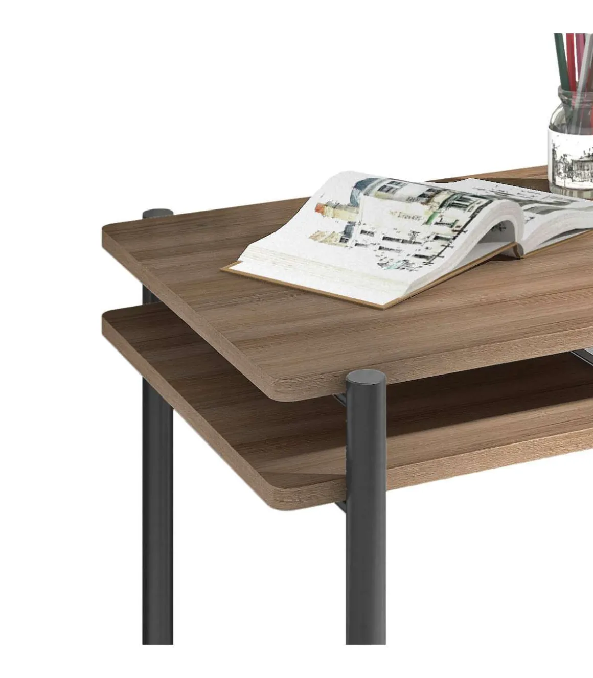 Mesa estudio Mod-Rio acabado nogal/grafito, 54 x 100 x 77 cm (fondo x ancho x alto)