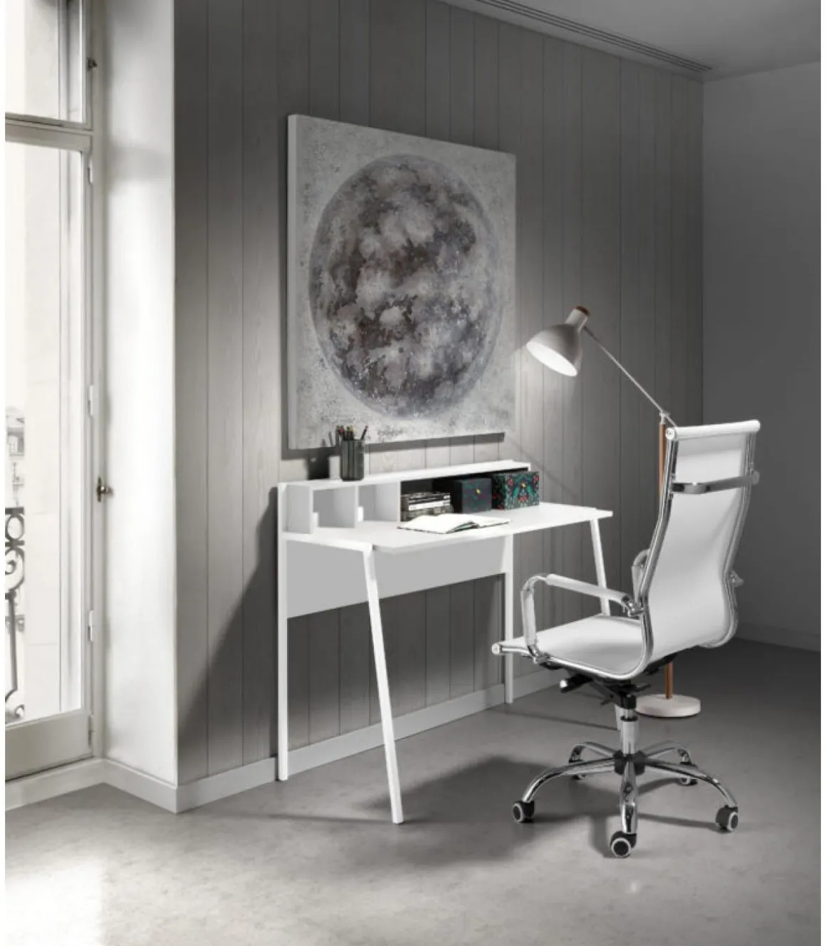 Mesa estudio Mod-Tokio acabado blanco, 50 x 105 x 90 cm (fondo x ancho x alto)
