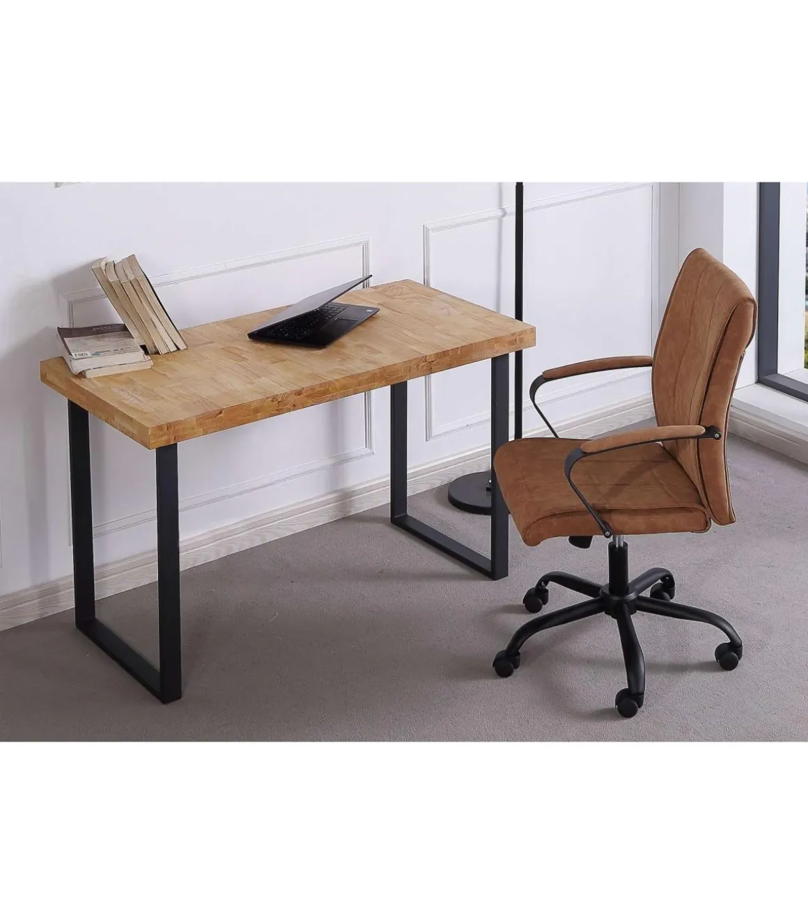 Mesa estudio Natural roble nordish estructura negro 120 cm(ancho) 60 cm(fondo) 73 cm(alto)