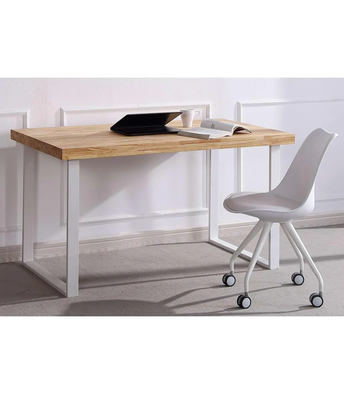 Mesa estudio Natural roble nordish estructura blanca 73 cm(alto)120 cm(ancho)60 cm(fondo)