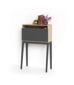 Mesa estudio para colgar Mod-630 acabado roble/grafito, 39 x 75 x 117 cm (fondo x ancho x alto)