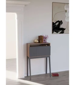 Mesa estudio para colgar Mod-630 acabado nogal/grafito, 39 x 75 x 117 cm (fondo x ancho x alto)