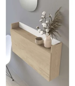 Mesa estudio para colgar Mod-Murillo acabado roble/blanco, 15/46 x 80 x 42 cm (fondo x ancho x alto)