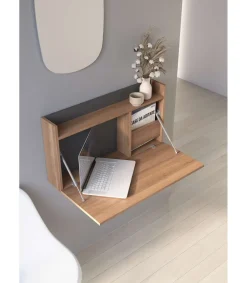 Mesa estudio para colgar Mod-Murillo acabado nogal/grafito, 15/46 x 80 x 42 cm (fondo x ancho x alto)