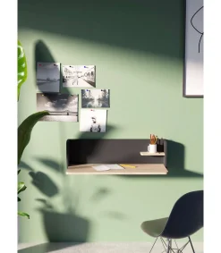 Mesa estudio para colgar Mod-Roman acabado roble/grafito, 35 x 90 x 25 cm (fondo x ancho x alto)