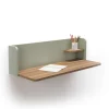 Mesa estudio para colgar Mod-Roman acabado nogal/verde, 35 x 90 x 25 cm (fondo x ancho x alto)
