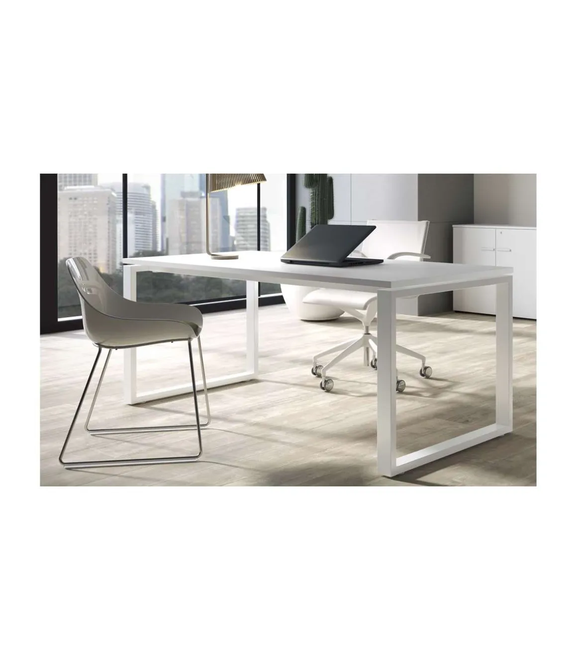 Mesa estudio Skala acabado blanco, 73 cm(alto)160 cm(ancho)80 cm(fondo)