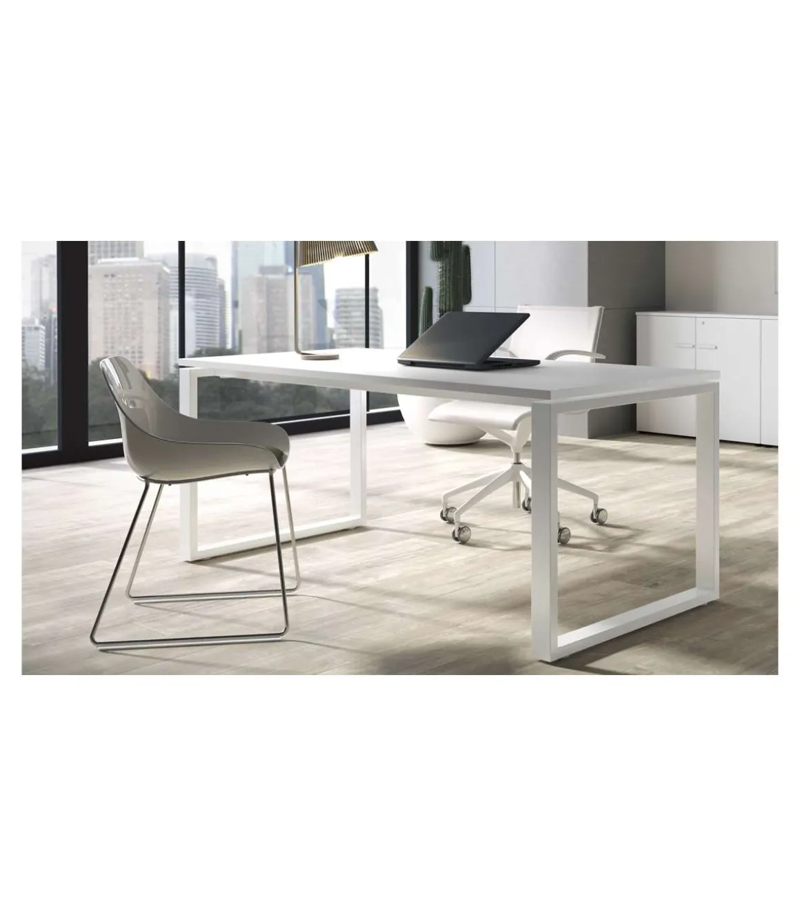 Mesa estudio Skala acabado blanco, 73 cm(alto)140 cm(ancho)80 cm(fondo)