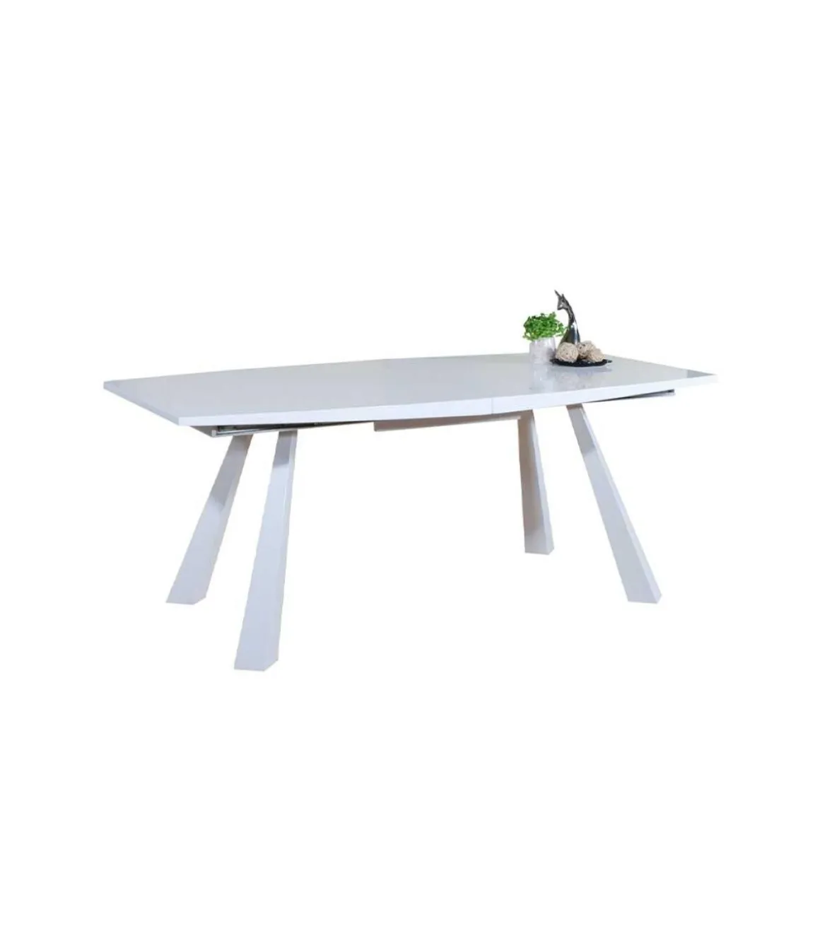 Mesa extensible acabado en blanco brillo Astrid, 180/230 x 95 x 76,5 cm (largo x ancho x alto)