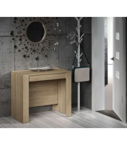 Mesa extensible con cinco posiciones acabado roble, 51/97.5/144/190.5/237cm (ancho) 78cm (alto) 90cm (fondo).