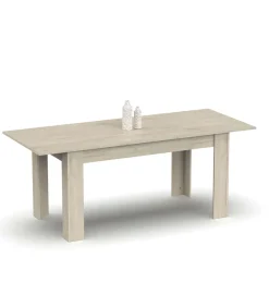 Mesa extensible Kia para salón, cocina acabado roble aurora, 77cm(alto) 140/195cm(ancho) 80cm(largo)