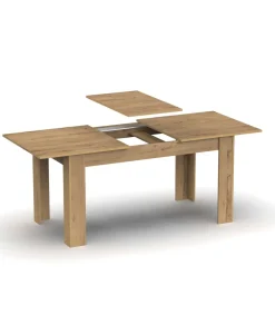 Mesa extensible Kia para salón, cocina acabado roble gold, 77cm(alto) 140/195cm(ancho) 80cm(largo)