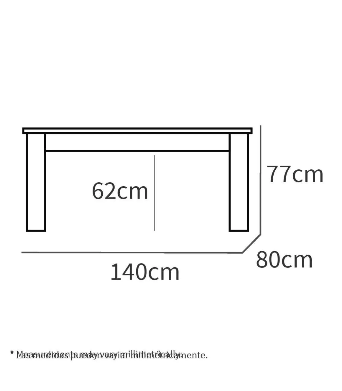 Mesa extensible Kia para salón, cocina acabado roble gold, 77cm(alto) 140/195cm(ancho) 80cm(largo)