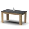 Mesa extensible Kia para salón, cocina acabado roble gold/imitación al marmol, 77cm(alto) 140/195cm(ancho) 80cm(largo)