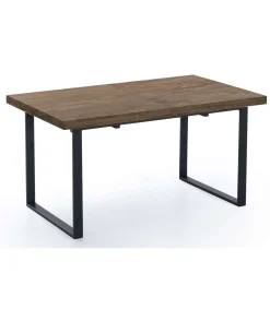 Mesa extensible Natural de estilo Industrial Roble American/Negro 76 cm(alto)140-180 cm(ancho)80 cm(largo)