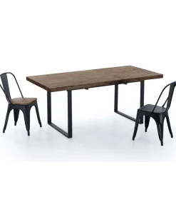 Mesa extensible Natural de estilo Industrial Roble American/Negro 76 cm(alto)140-180 cm(ancho)80 cm(largo)