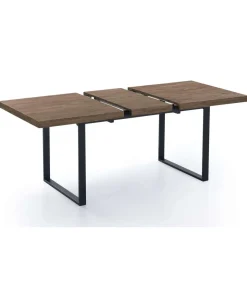 Mesa extensible Natural de estilo Industrial Roble American/Negro 76 cm(alto)140-180 cm(ancho)80 cm(largo)