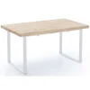 Mesa extensible Natural de estilo Industrial Roble Nordish/blanco 76 cm(alto)140-180 cm(ancho)80 cm(largo)
