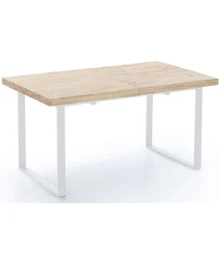 Mesa extensible Natural de estilo Industrial Roble Nordish/blanco 76 cm(alto)140-180 cm(ancho)80 cm(largo)