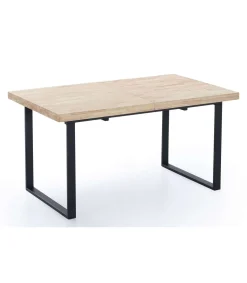 Mesa extensible Natural de estilo Industrial Roble nordish/negro 76 cm(alto)140-180 cm(ancho)80 cm(largo)