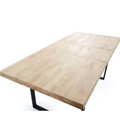 Mesa extensible Natural de estilo Industrial Roble nordish/negro 76 cm(alto)140-180 cm(ancho)80 cm(largo)