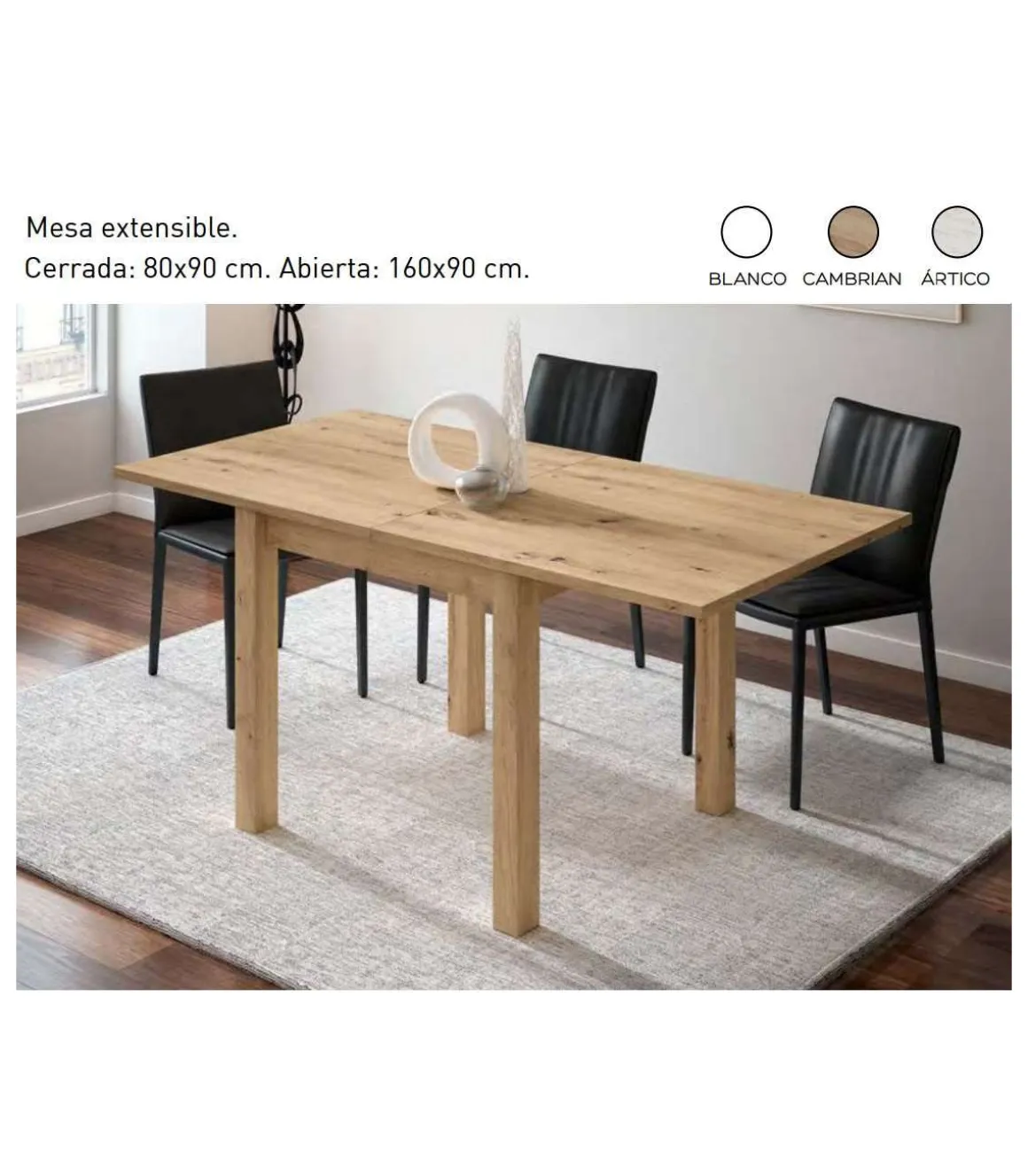 Mesa extensible Orce en varios colores a elegir. 80/160 x 90 cm (largo x ancho)