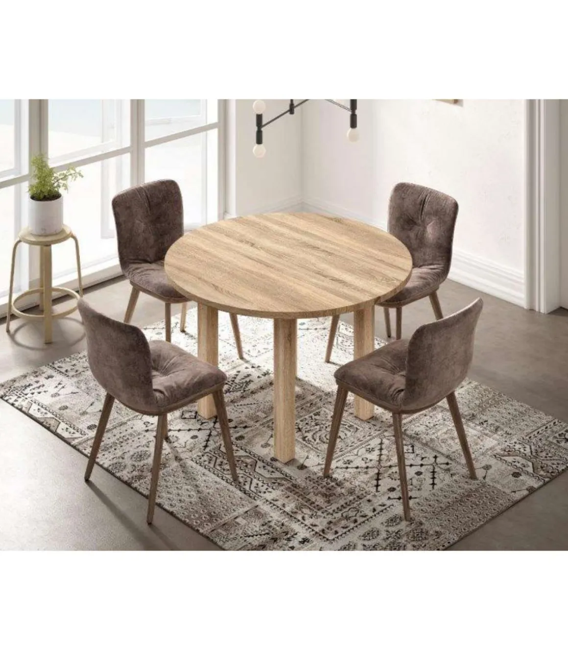Mesa extensible Pablo en roble cambrian. 94/124 x 94 cm x 76 cm
