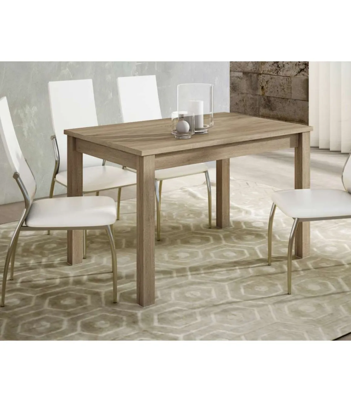 Mesa extensible Padul en roble cambrian. 120/160 x 80 cm x 76 cm