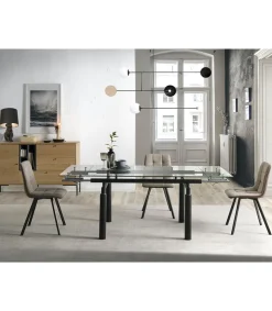 Mesa extensible rectangular sobre de vidrio Camelia, 140/200 x 90 x 76 cm (largo x ancho x alto)