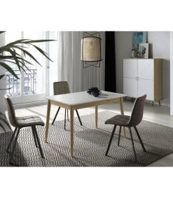 Mesa extensible rectangular Carmela acabado blanco, 120/160 x 80 x 76 cm (largo x ancho x alto)