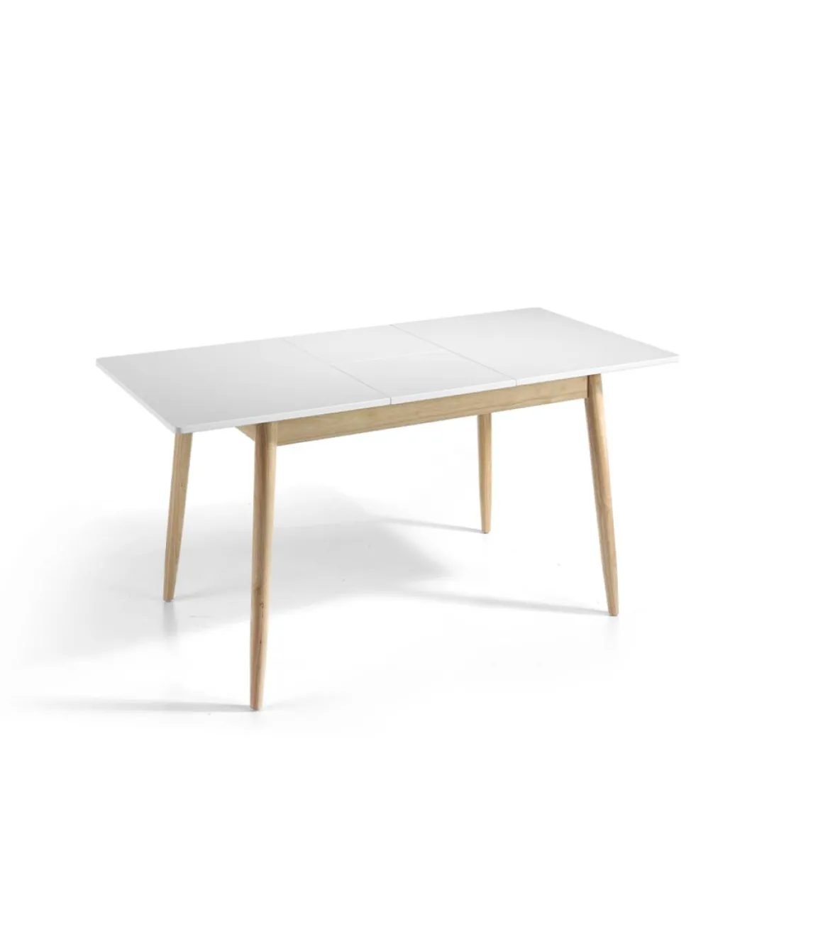 Mesa extensible rectangular Carmela acabado blanco, 120/160 x 80 x 76 cm (largo x ancho x alto)