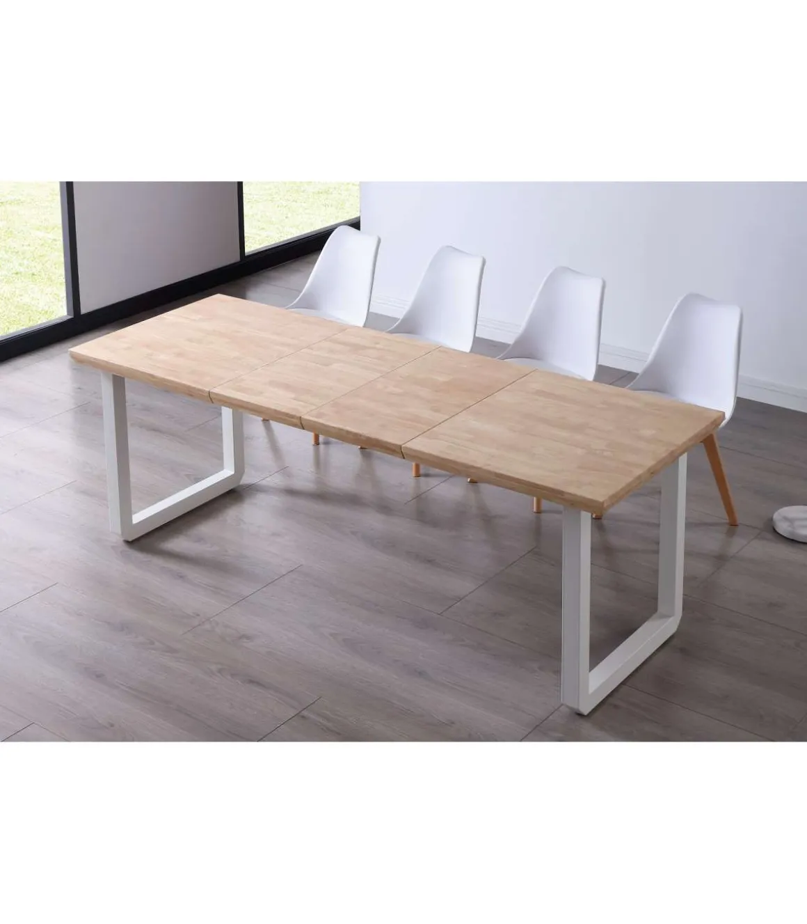 Mesa extensible Roma Roble nordish patas blancas 77 cm(alto)140-180-220 cm(ancho)80 cm(largo)