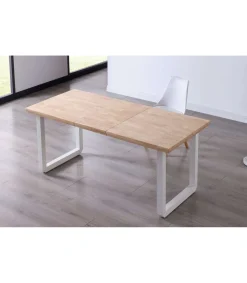 Mesa extensible Roma Roble nordish patas blancas 77 cm(alto)140-180-220 cm(ancho)80 cm(largo)
