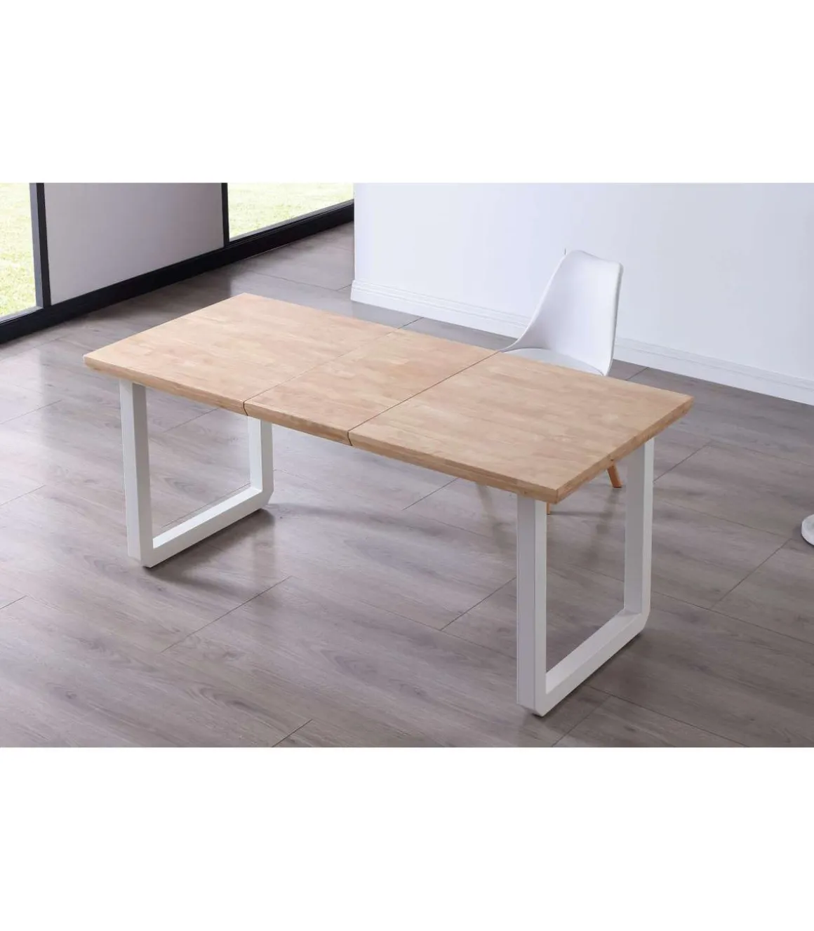 Mesa extensible Roma Roble nordish patas blancas 77 cm(alto)140-180-220 cm(ancho)80 cm(largo)