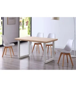 Mesa extensible Roma Roble nordish patas blancas 77 cm(alto)140-180-220 cm(ancho)80 cm(largo)